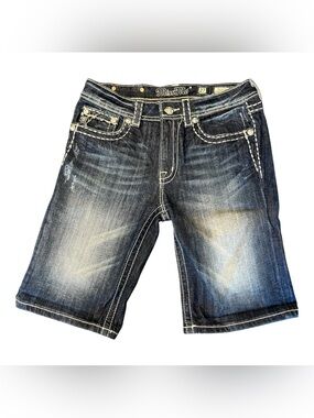 Miss Me Boyfriend Bermuda Shorts Women’s Size 27 Dark Wash Stretch Denim